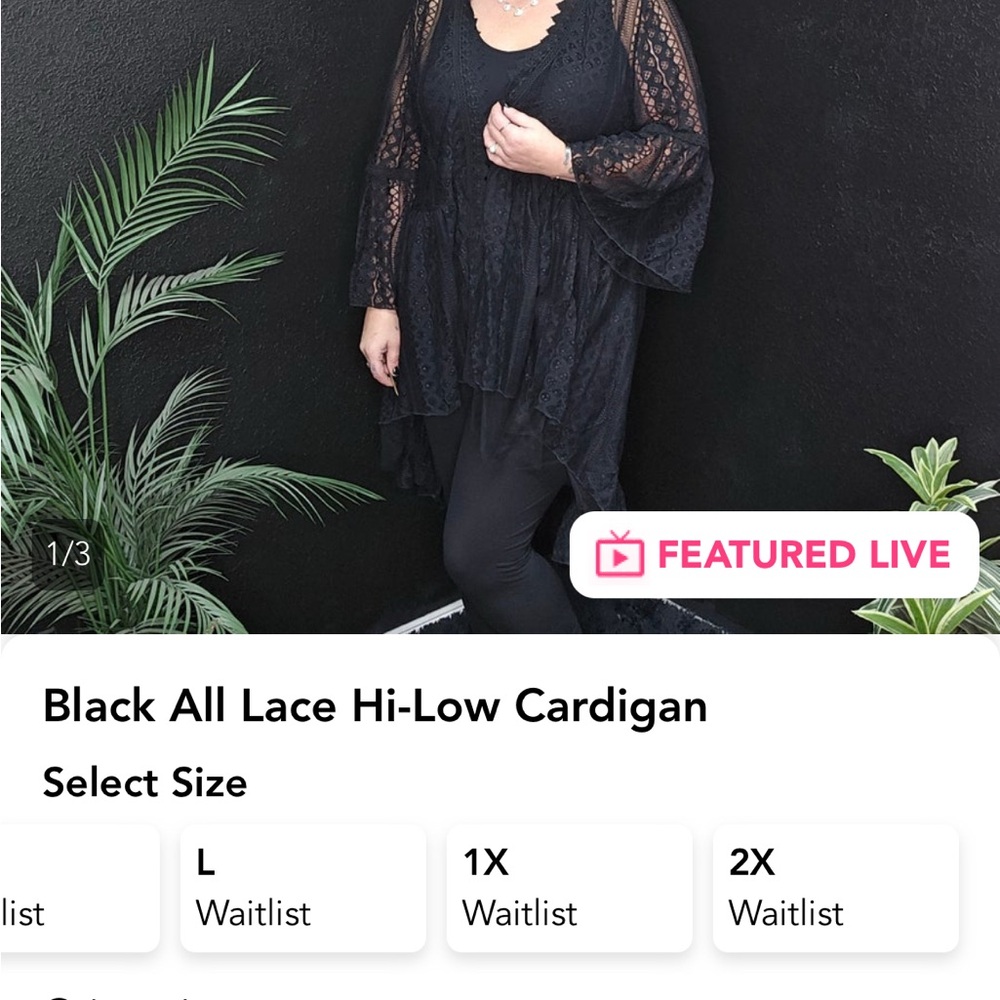 Origami Black All Lace Hi Low Cardigan